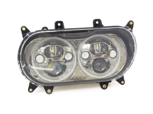 Dual LED HeadLight Kit with Integrated DRL Halos with Amber Turn Signals. Fits Road Glide 2015-2023