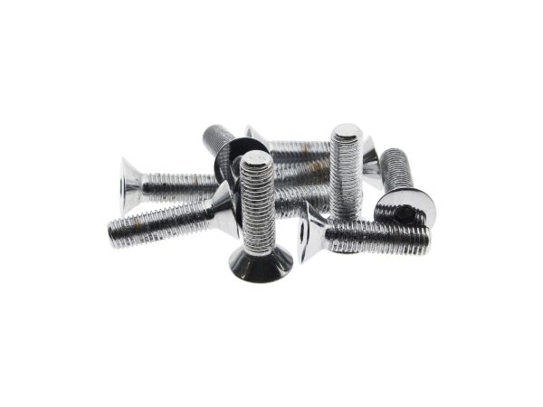 1/4-28 x 1" UNF Flat Head Allen Bolts - Chrome. Pack 10.