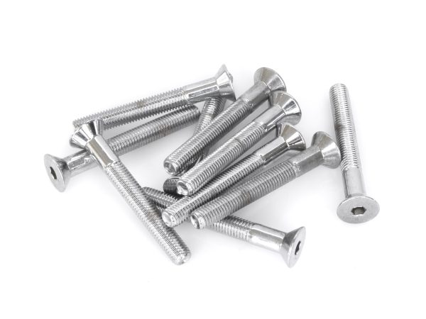 1/4-28 x 2" UNF Flat Head Allen Bolt - Chrome. Pack 10.