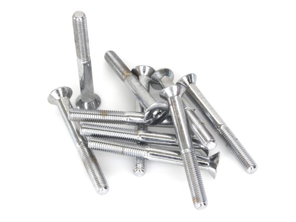 1/4-28 x 2-1/4" UNF Flat Head Allen Bolt - Chrome. Pack 10.