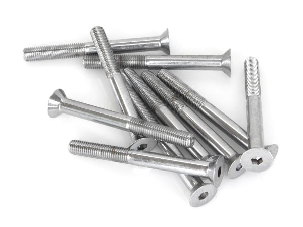 1/4-28 x 2-1/2" UNF Flat Head Allen Bolt - Chrome. Pack 10.