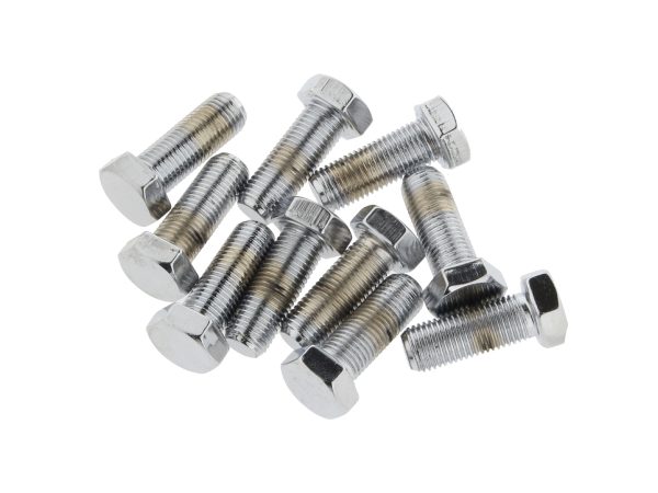 3/8-24 x 1" UNF Hex Head Bolts - Chrome. Pack 10.