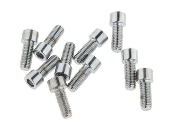 1/4-28 x 5/8" UNF Polished Socket Head Allen Bolts - Chrome. Pack 10.