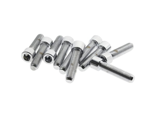 1/4-28 x 1" UNF Polished Socket Head Allen Bolts - Chrome. Pack 10.