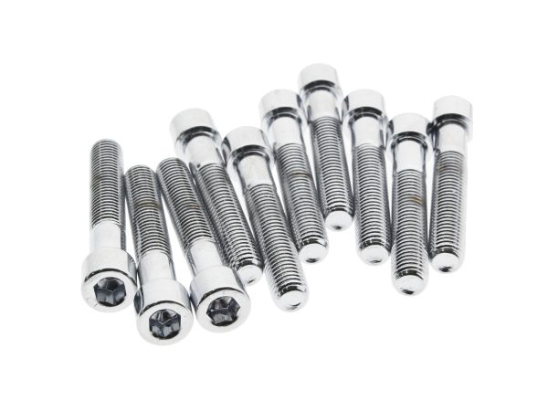 1/4-28 x 1-1/2" UNF Polished Socket Head Allen Bolts - Chrome. Pack 10.