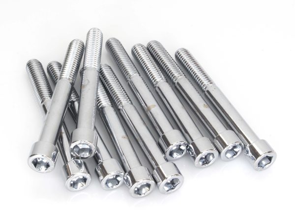 3/8-24 x 3-1/4" UNF Polished Socket Head Allen Bolts - Chrome. Pack 10.