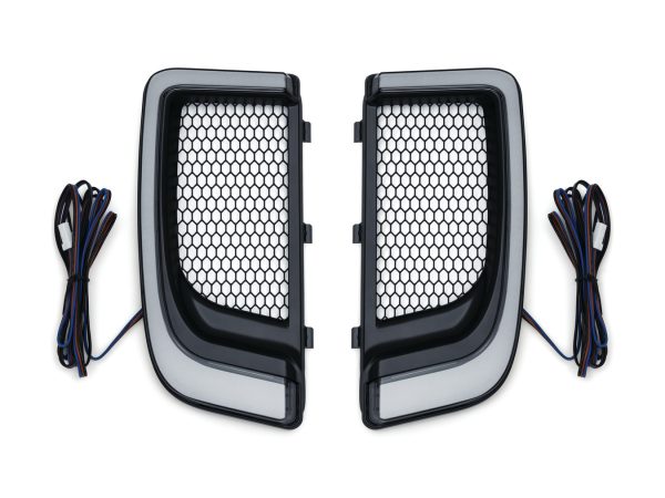 Tracer LED Fairing Lower Grills - Black. Fits Touring 2014up with Fairing Lowers.