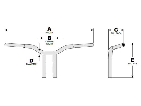 14" x 1-1/4" Pullback One Piece Kage Fighter Handlebar - Stainless. - Image 2