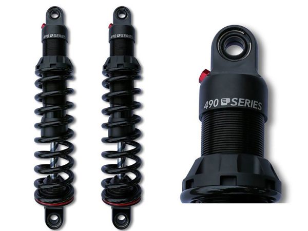 490 Series, 12" Heavy Duty Spring Rate Rear Shock Absorbers - Black. Fits Touring 1980up.