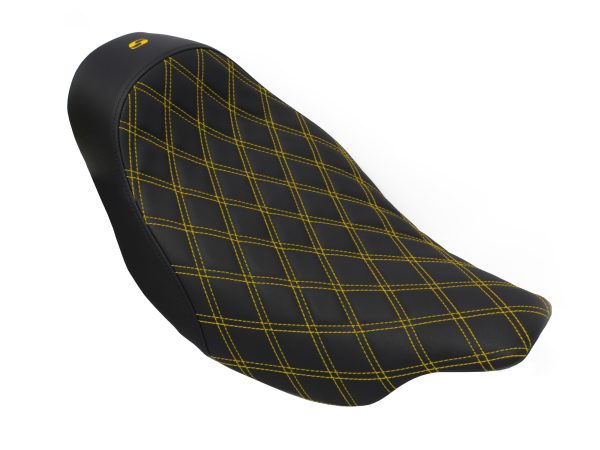 Renegade LS Solo Seat with Gold Double Diamond Lattice Stitch. Fits Most Touring 2008-2024