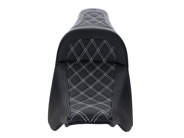 Slim LS Dual Seat with White Double Diamond Lattice Stitch. Fits Most Touring 2008-2024 - Image 2