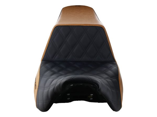 Custom Black & Brown Step-Up LS Dual Seat with Black Double Diamond Lattice Stitch. Fits Most Touring 2008-2024 - Image 2