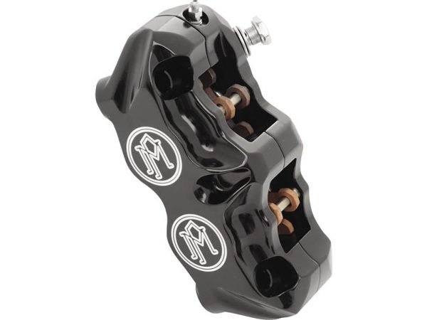 Right Hand Front Radial Mount 4 Piston Caliper - Black Contrast Cut.