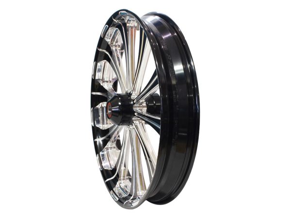 21" x 3.50" wide Revel Wheel with Front Hub - Black Contrast Cut Platinum. Fits Fat Boy 2018up with ABS. - Image 2