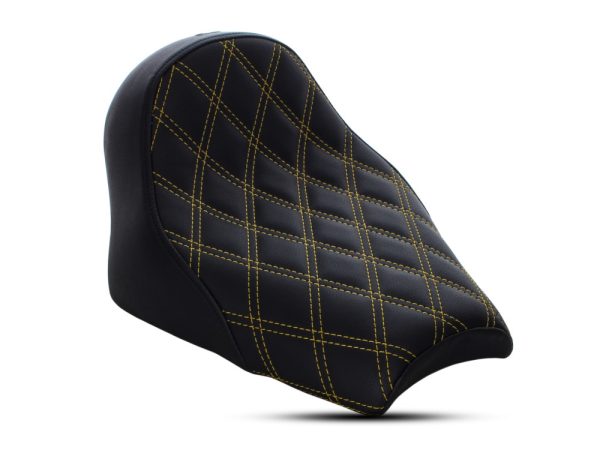 Renegade LS Solo Seat with Gold Double Diamond Lattice Stitch. Fits Scout Bobber 2018-2024