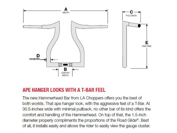 12" x 1-1/2" Hammerhead Handlebar - Chrome. Fits Road Glide 2015-2023 & Road King Special 2017up - Image 2