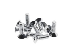 1/4-20 x 7/8" UNC Flat Head Allen Bolts - Chrome. Pack 10.