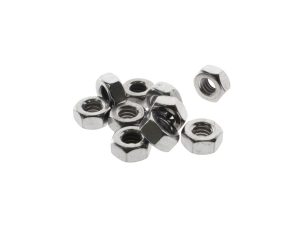 1/4-20 UNC Hex Nuts - Chrome. Pack 10.
