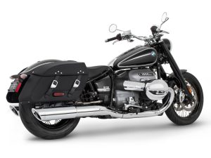 4.5" Two-Step Slip-On Mufflers - Chrome with Chrome Slash Tips. Fits BMW R-18 Classic 2021up.