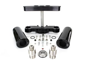 4 Degree Raked Triple Tree Kit - Black. Fits FL Softail 1986-2017 with Stock Diameter Front Wheel