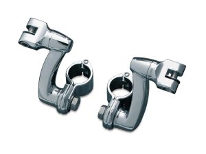 Longhorn 3-1/4" Offset Footpeg Mounts with 1-1/4" Magnum Quick Clamps - Chrome.