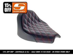 Renegade LS Solo Seat with Red Double Diamond Lattice Stitch. Fits Indian Cruiser 2022up
