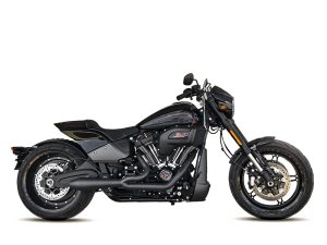 Megaphone Gen II 2-into-1 Exhaust - Black. Fits Softail Breakout & Fat Boy 2018-2024